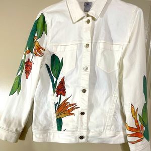 Off white tropical pattern jacket. US size 10-12
